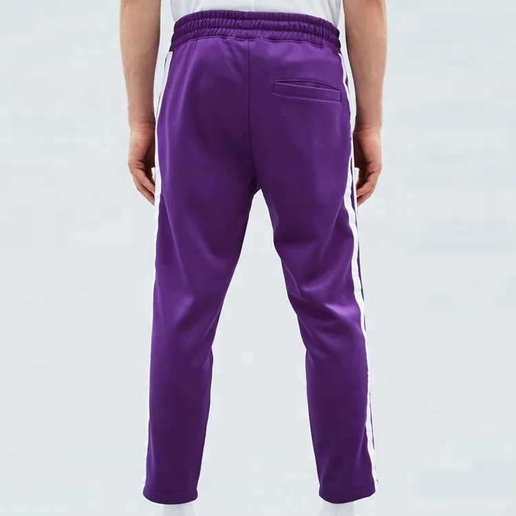 Purple Wholesale Custom Side Stripe Pants Tracksuit Bottoms Mens Track Pants With Pockets