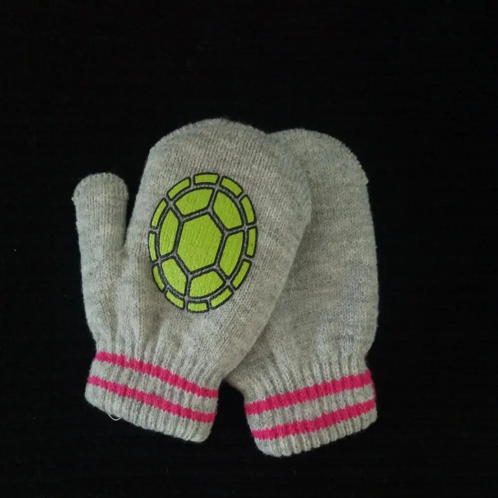 baby basic style winter warm knitting mittens with jacquard and printing