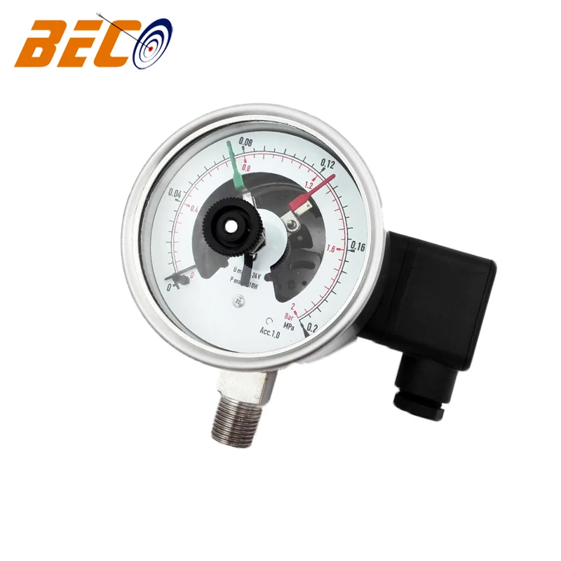 Beco 100mm all stainless steel electric contact pressure gauge manometers Diaphragm pressure gauge with switch