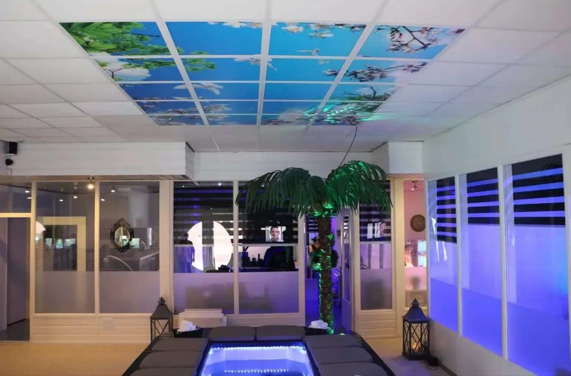 Безрамная световая панель, Офисная 3D фоторамка, потолочные обои с изображением синего неба, искусственное облако, светодиодное освещение