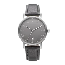 mexda brand Classic design  5ATM waterproof mineral glass Make Your Brand Custom date function Grey Dial minimalist style watch