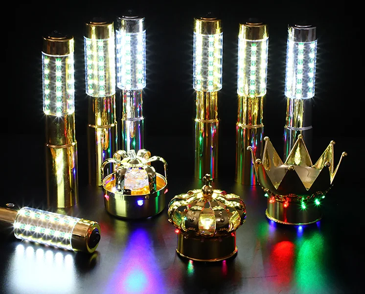 Silver Gold Rechargeable Sparkler Flashing Champagne LED Bottle Strobe Baton