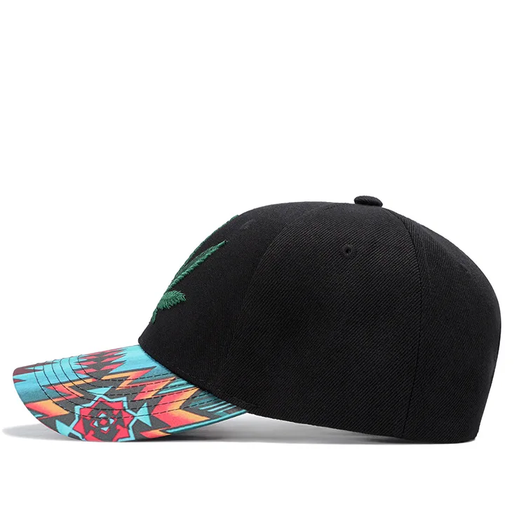Multi Color Rasta Weed Leaf Pot Flat Bill Snapback Baseball Cap Hat Printed geometric figure aztec Brim Baseball Hats