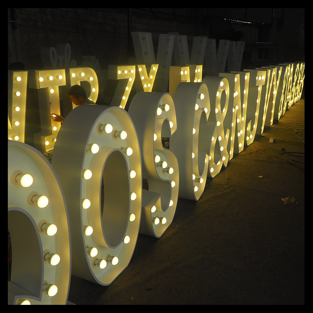 Led sign lighting wedding big letter metal marquee lights outdoor waterproof letras luminosas