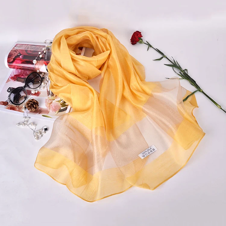 Различные цвета, дополнительный шелковый шарф из органзы, Женский хиджаб