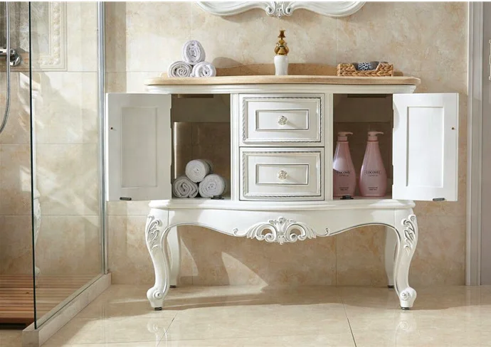 Bisini европейского стиля из цельной древесины мебель для ванной комнаты/Высокое качество Мраморная Столешница Раковина/косметическое зеркало роскошный умывальник раковина шкаф BF07-10001