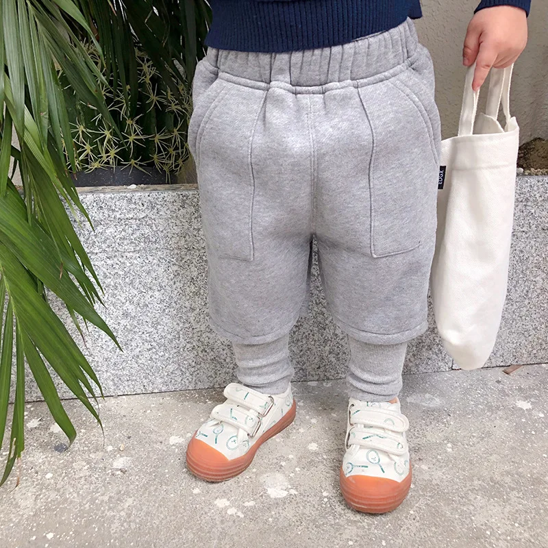 Одежда для малышей 2019, зимние теплые шаровары для младенцев, штаны для маленьких мальчиков из двух частей, штаны для бега, штаны для маленьких мальчиков