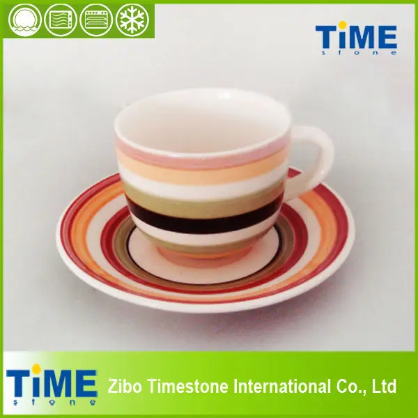 220 ml Large Ceramic Hand painted Cup and Saucer