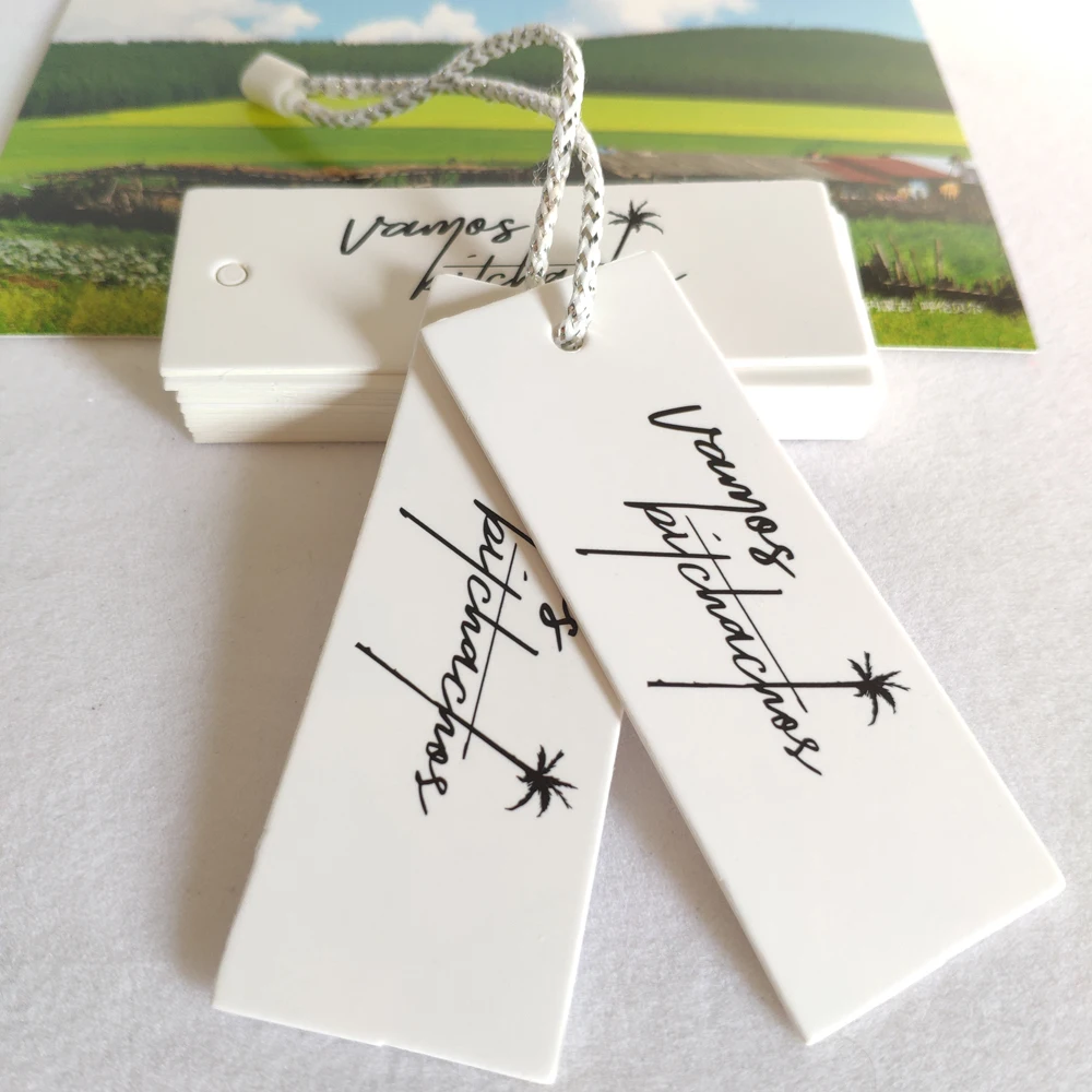 Customized label new paper  hang tag,High Quality Own Brand Embossed Logo Seal Watch Thick Paper Tag with eyelet ring