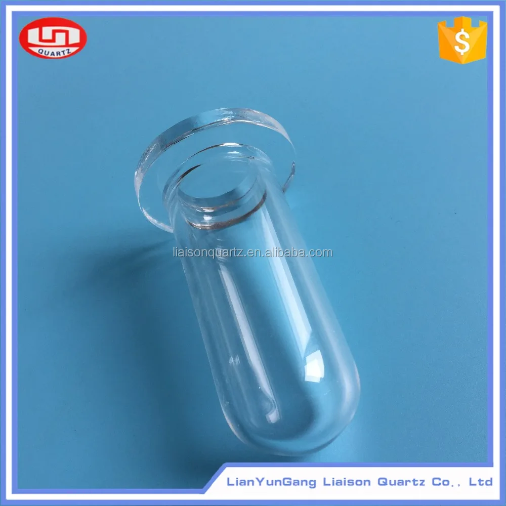 Polished round fused quartz tube with flange