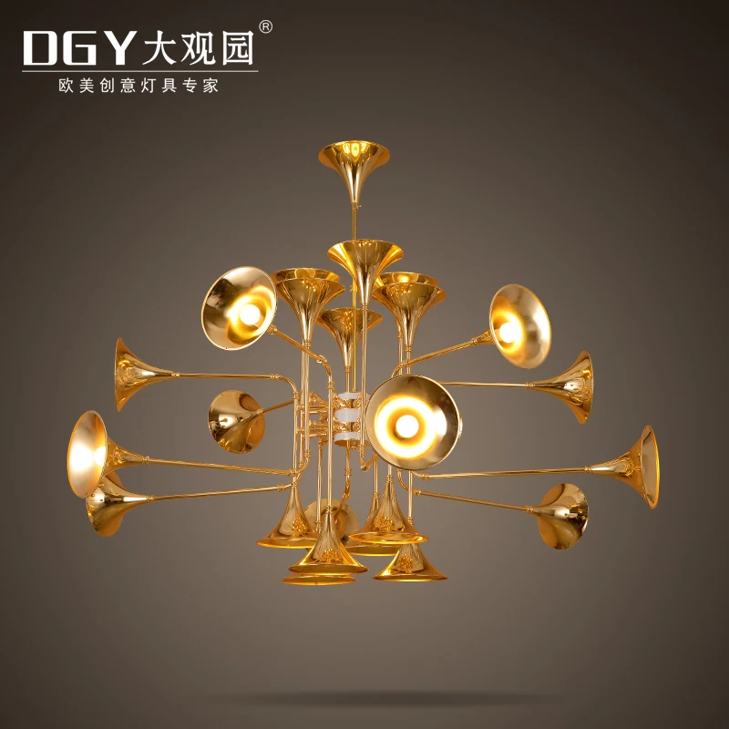 Высокое качество E27 большой отель лобби Труба Форма роскошный золотой подвесной светильник