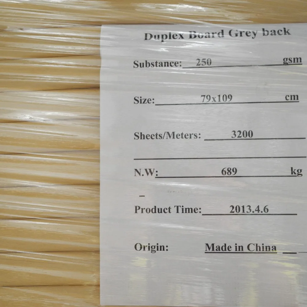 Factory price coated duplex board grey back