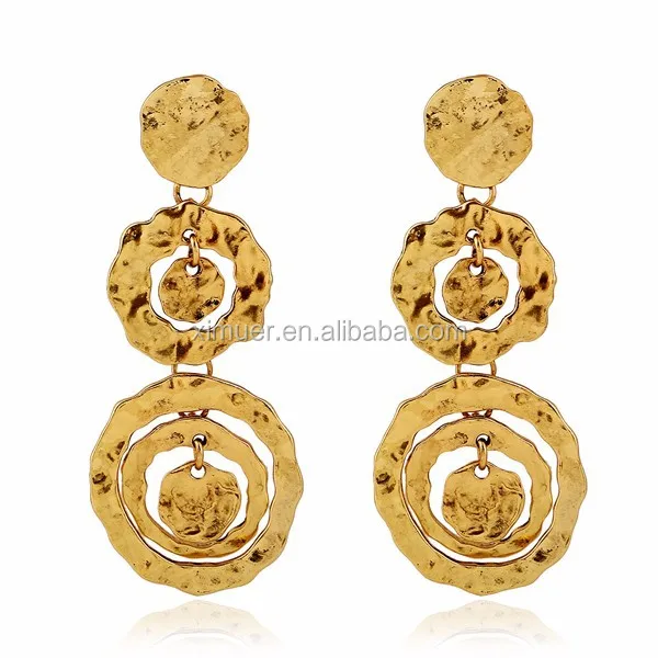 Gold metallic vintage irregular geometric earrings