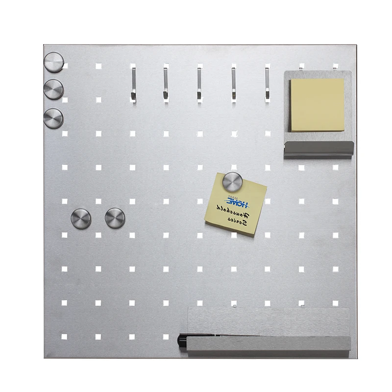 Stainless Steel Magnetic Key Bulletin Board Wall Mounted Square Memo Board Notes Cards And Photos Staff Office Classroom Tool