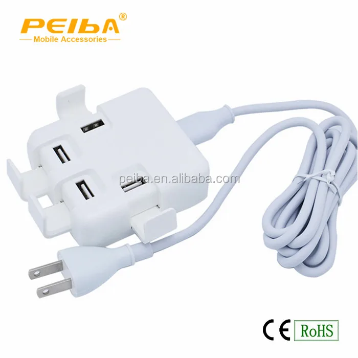 Инновационный адаптер питания для дорожного зарядного устройства с 4 USB-портами и держателем для телефона