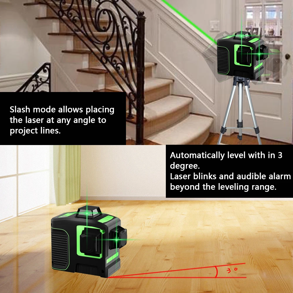 
Borka Self Leveling Laser Level 3D Green Beam 360 Degree Cross Line Laser With L-Magnetic Bracket 