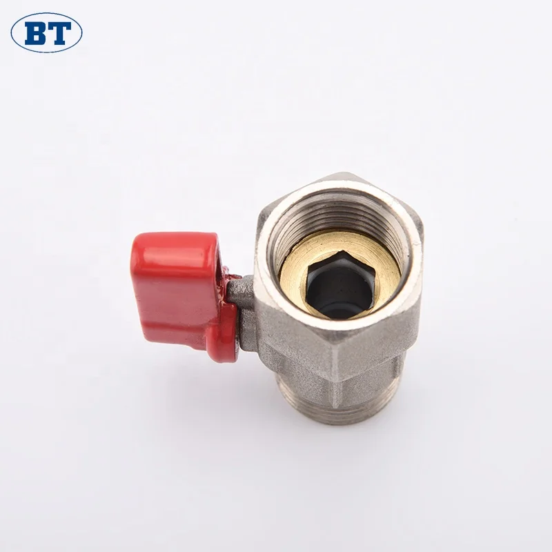 Small Mini Brass Ball Valves 1 8 Inch F/M with Nickel Plated 300 PSI for Water Shower Head