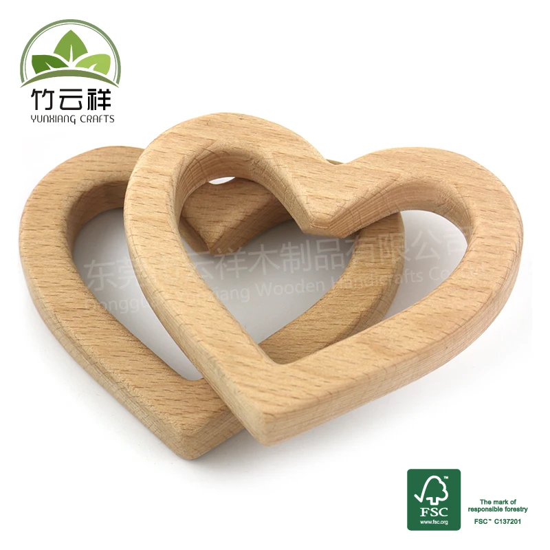 heart- shaped Wooden baby Teether Natural Grasping Toy