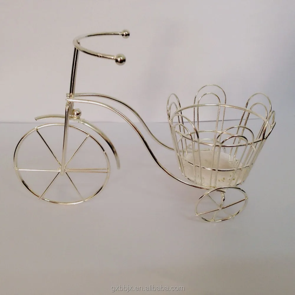 Table decorations artificial flower arranging wedding decoration barrel mini metal wire bicycle basket