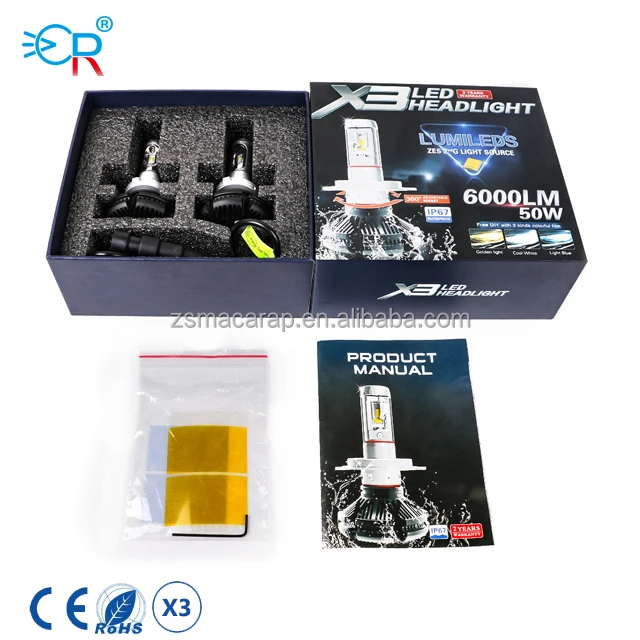 
MACAR New Arrival Auto part h1 H3 H4 H7 H11 X3 LED Headlights 6000 Lumens 50W automotive led headlights for cars 