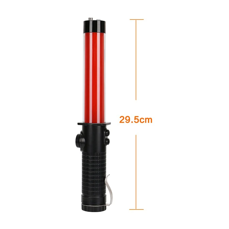 
Plastic rubber safety security red led wand police warning baton torch light led traffic baton with 3AA battery 