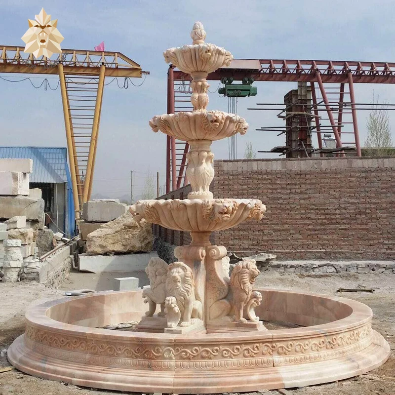 Large villa decor stone lady statue and animal swan sculpture white marble water fountain for sale NTMFO-125Y