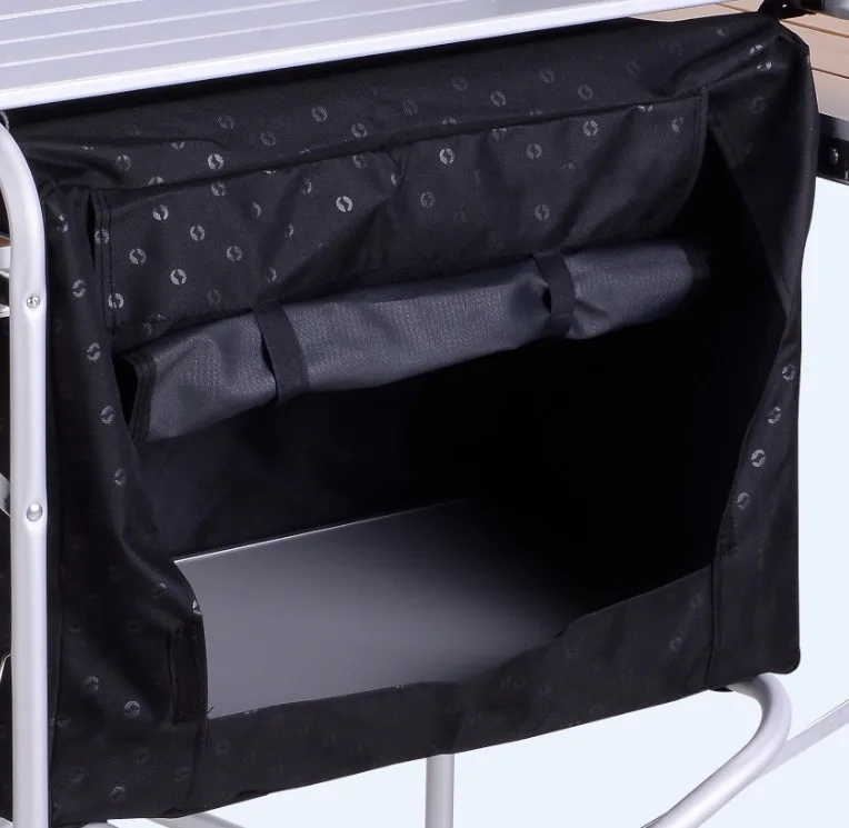 Outdoor furniture OEM aluminum frame folding wood camping table bamboo top with side table