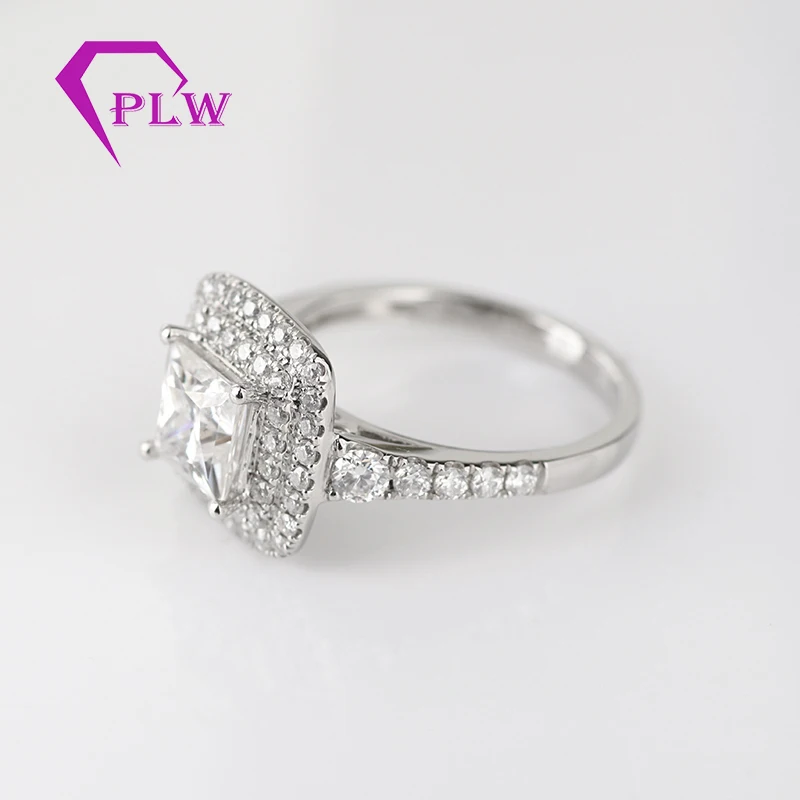 
6.5X6.5mm princess cut center moissanite platinum 950 engagement ring for bride 
