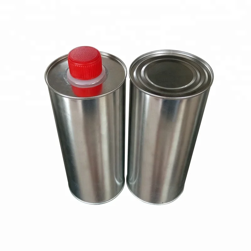1000ml custom engine oil or lubricant cylindrical tinplate container with plastic cap
