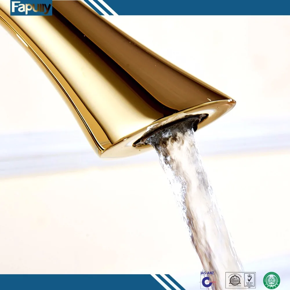 Fapully High quality contemporary bathroom 3 hole gold basin faucet