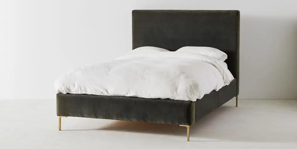 Modern Stainless Steel General Use Simple Style Velvet Bed Gold Legs Full Queen King Size Bed