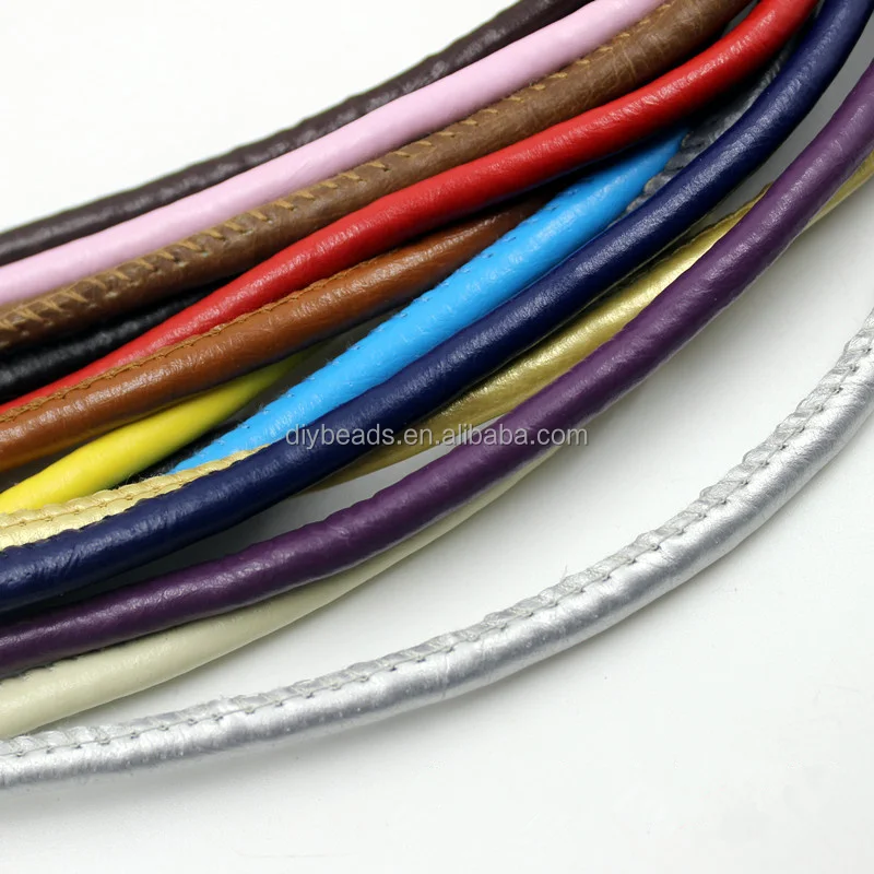 Wholesale Round Sewing PU Leather Cord 6mm Jewelry Cords