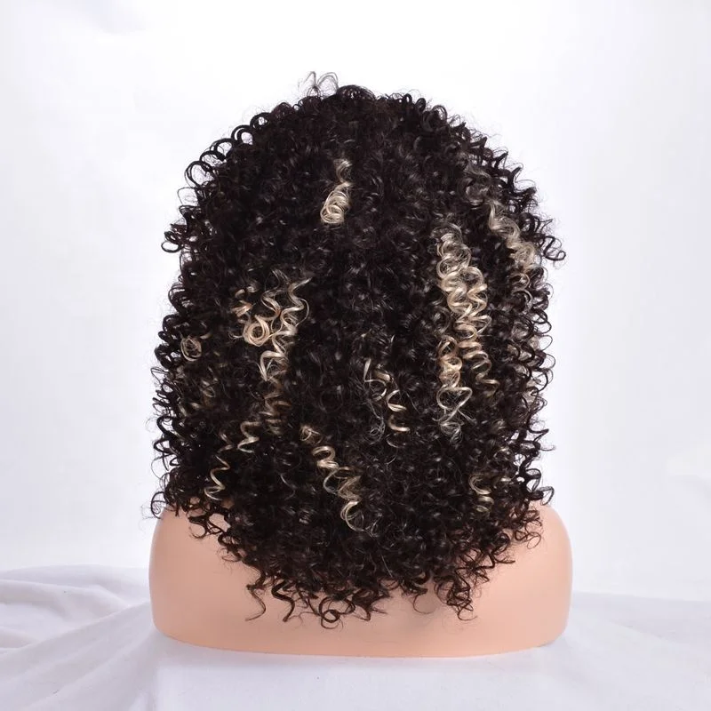 Aishili cheap Synthetic long Kinky Curly afro  hair synthetic hair Wig For Black Women Heat Resistant Hair Wig
