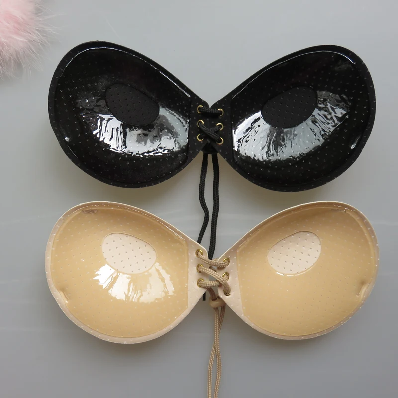 Silk LALAThickness Breathable Self Adhesive Push UP Invisible Silicone breast Strapless free bra with movable Convertible straps