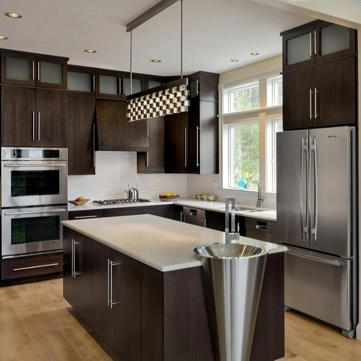 
european antique style solid wood walnut kitchen cabinet made in foshan 