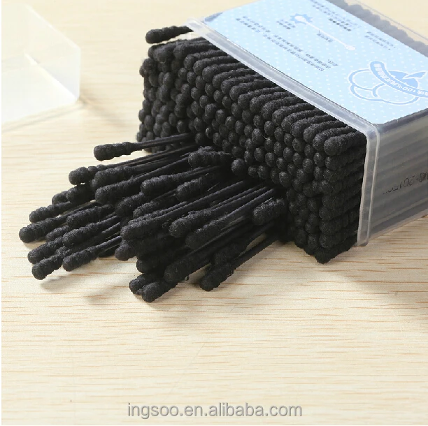 Black sterile cotton swabs with active charcoal for daily use