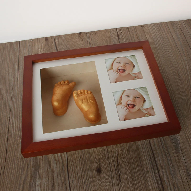 Babi hand and foot prints Photo frame 3D three-dimensional hand and foot model Souvenir diatom salt model Newborn gift