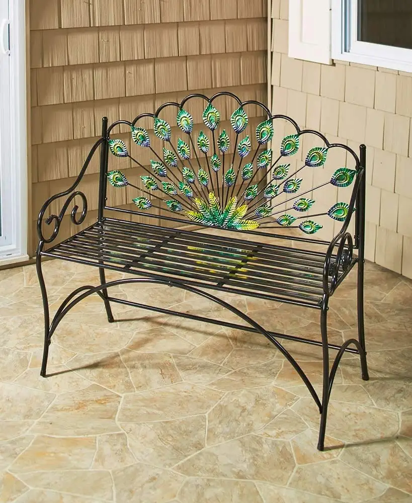 New design outdoor garden metal Peacock Bench