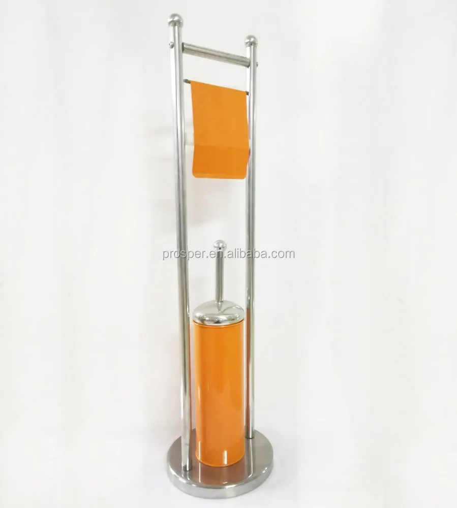 stainless steel toilet roll tissue paper holder with toilet brush