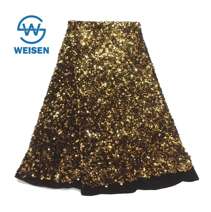 Wholesale And Special Embroidery Chiffon Copper Lace 5 Yard Velvet Sequin Fabric