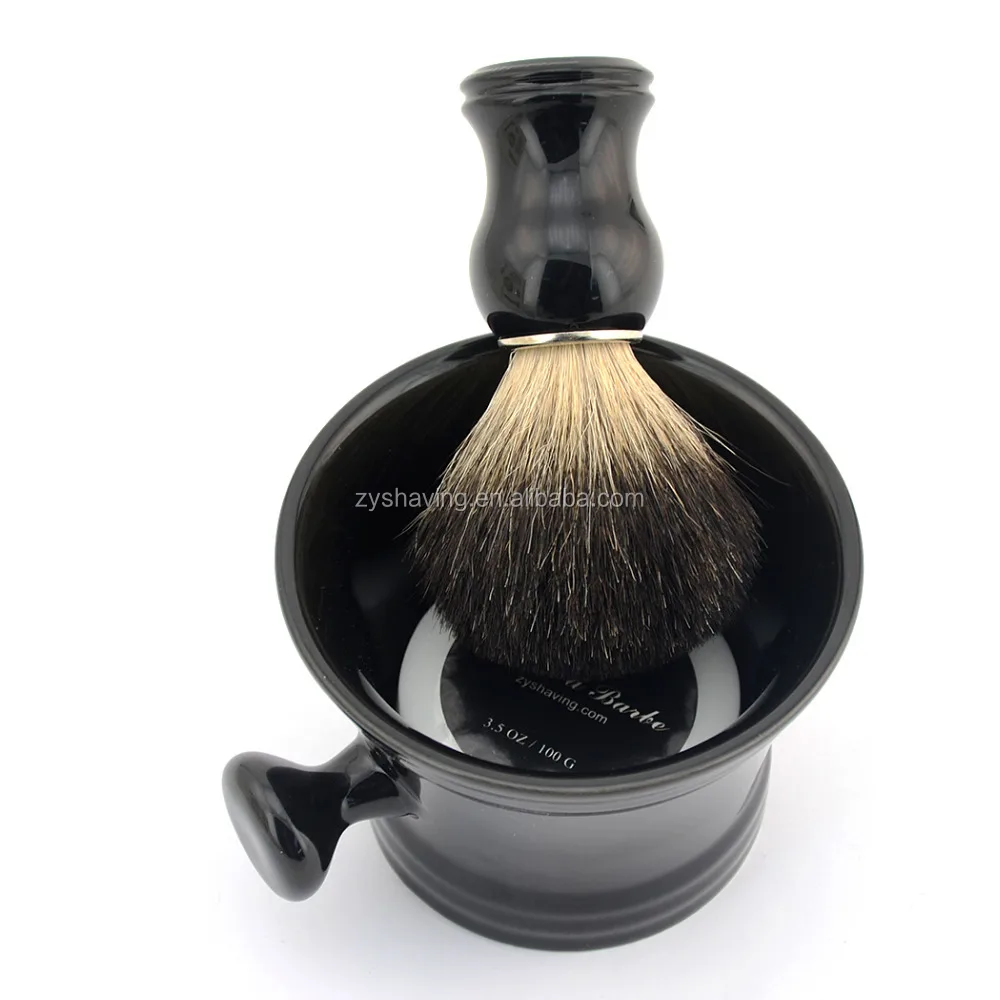 ZY Ceramic Mug Bowl Shaving Soap Badger Hair Brush Set Best Luxury Shaving Cream for use with your favorite Shave Soap
