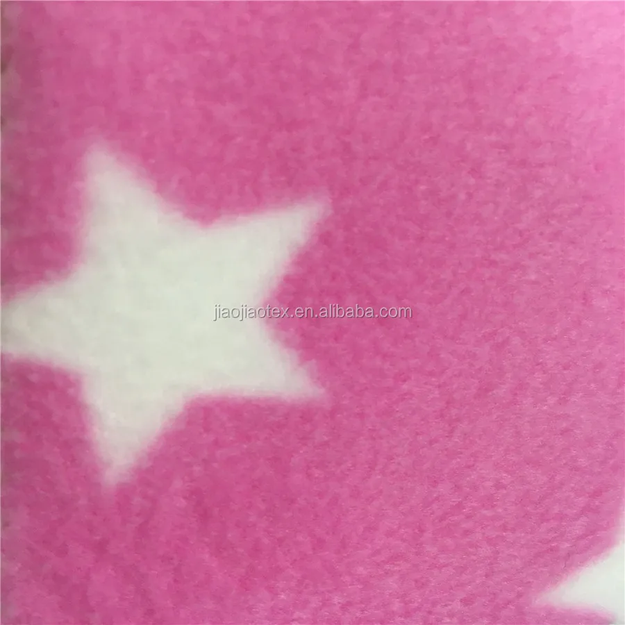 Star pattern printing polar fleece fabric single sided 100% polyester