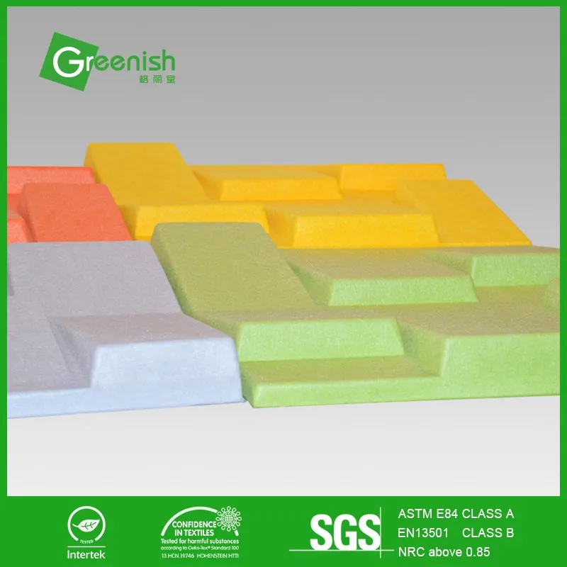 Ecofriendly embossed polyester fiber 3d acoustic wall panel