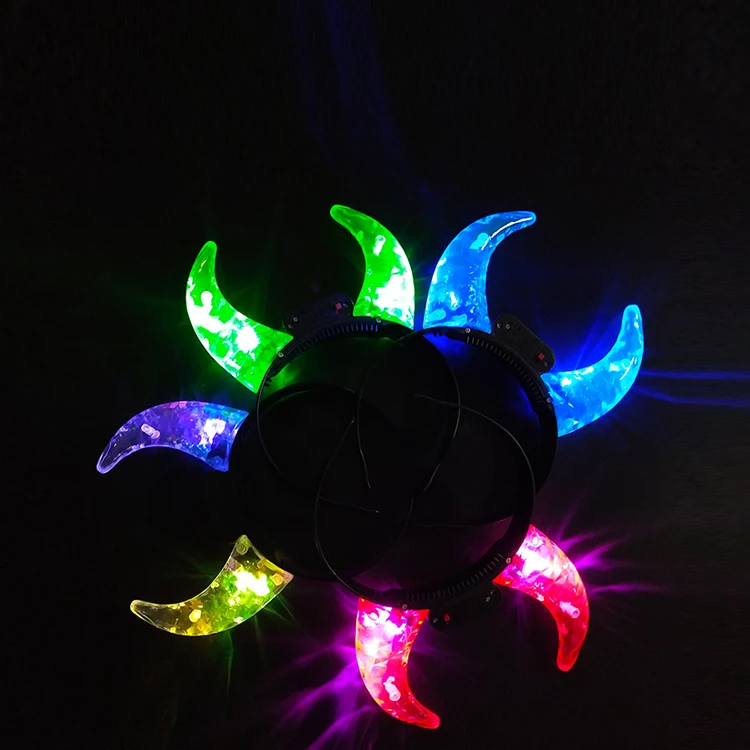 Light up Led plastic devil horns headband for halloween party