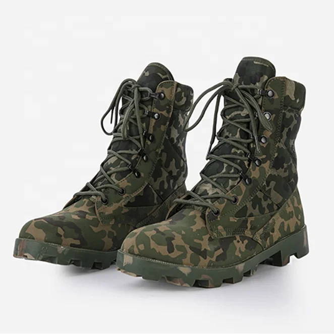 New fashion Round Toe Leather Lace up Combat Military Camouflage Boots For Men