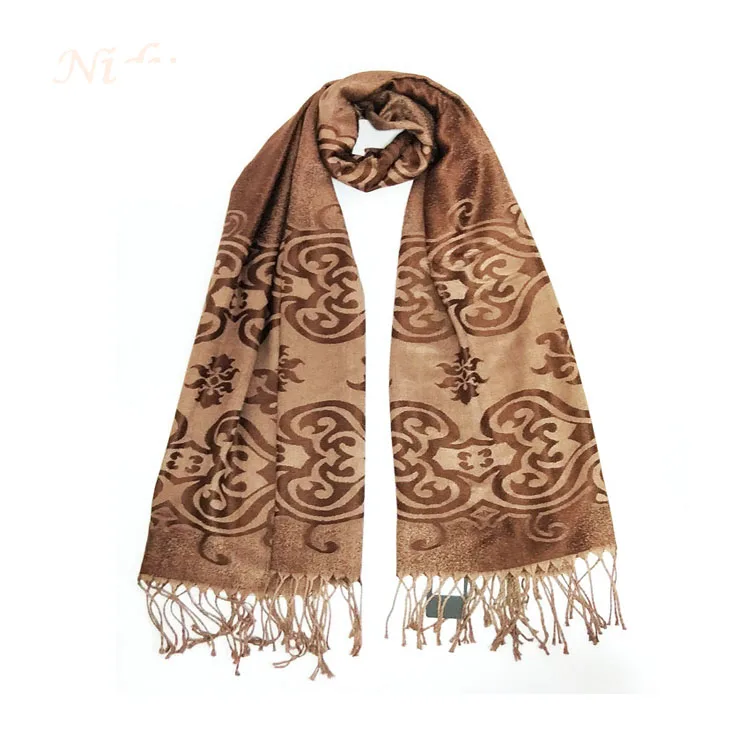 Factory promotional jacquard floral pashmina scarf cheap shalws women low MOQ
