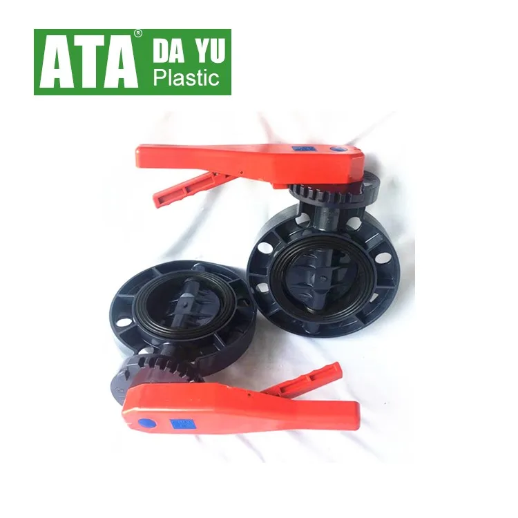 JIS 12 hole 8inch de200 big size rubber epdm seated pvc-u wafer butterfly manual handle lever gear valve