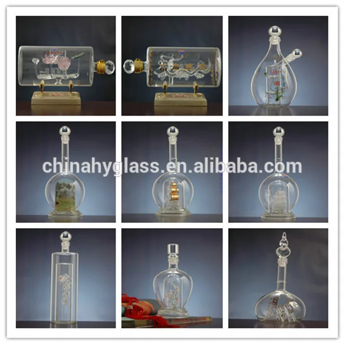 высокое качество эко- дружественных newst декорирования стекла искусства бутылки вина завода в китае