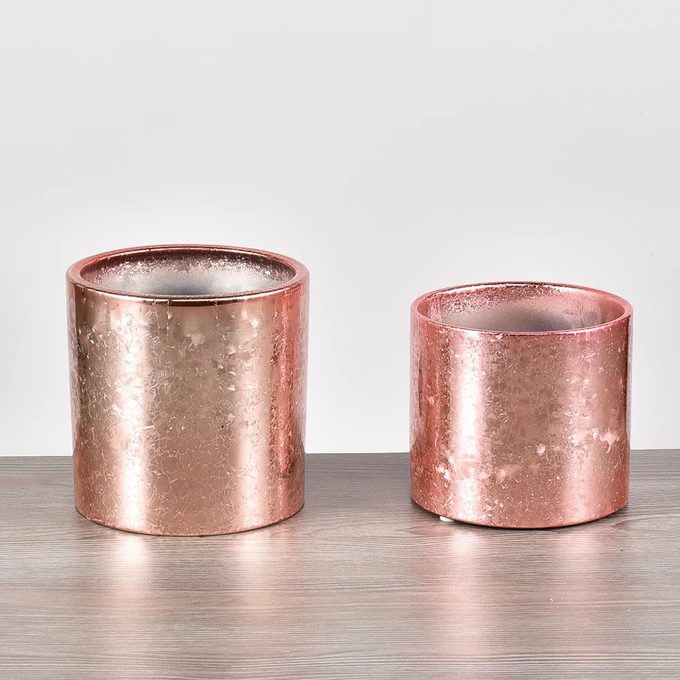 Modern style nordic home decor garden ceramic flower pot / cylinder rose gold wedding decoration pots for plants
