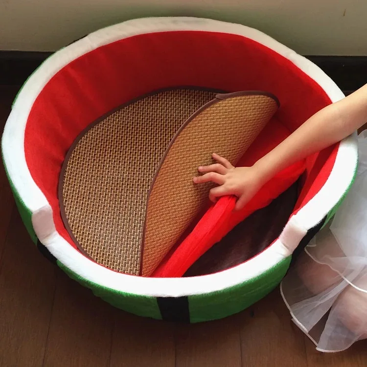 Watermelon shape soft pet beds accessories luxury designer pet bed